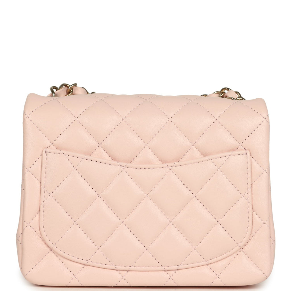 Chanel Mini Classic Square Flap Bag Pink Lambskin Gold Hardware