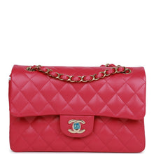 Load image into Gallery viewer, Chanel Small Classic Double Flap Fuchsia Caviar Light Gold Hardware