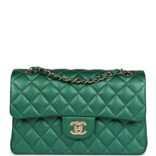 Load image into Gallery viewer, Chanel Small Classic Double Flap Bag Emerald Green Shiny Caviar Gold Hardware