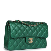Load image into Gallery viewer, Chanel Small Classic Double Flap Bag Emerald Green Shiny Caviar Gold Hardware