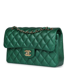 Load image into Gallery viewer, Chanel Small Classic Double Flap Bag Emerald Green Shiny Caviar Gold Hardware