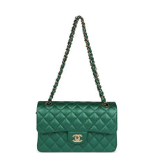 Load image into Gallery viewer, Chanel Small Classic Double Flap Bag Emerald Green Shiny Caviar Gold Hardware