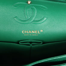 Load image into Gallery viewer, Chanel Small Classic Double Flap Bag Emerald Green Shiny Caviar Gold Hardware