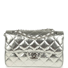Load image into Gallery viewer, Pre-owned Chanel Small Classic Double Flap Silver Hammered Metallic Calfskin Silver Hardware