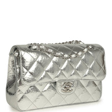 Load image into Gallery viewer, Pre-owned Chanel Small Classic Double Flap Silver Hammered Metallic Calfskin Silver Hardware