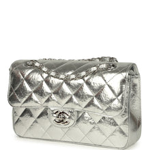 Load image into Gallery viewer, Pre-owned Chanel Small Classic Double Flap Silver Hammered Metallic Calfskin Silver Hardware