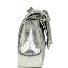 Load image into Gallery viewer, Pre-owned Chanel Small Classic Double Flap Silver Hammered Metallic Calfskin Silver Hardware