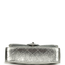 Load image into Gallery viewer, Pre-owned Chanel Small Classic Double Flap Silver Hammered Metallic Calfskin Silver Hardware