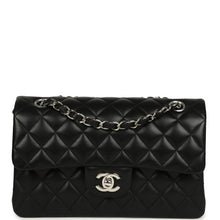 Load image into Gallery viewer, Pre-owned Chanel Small Classic Double Flap Bag Black Lambskin Silver Hardware
