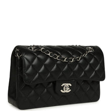 Load image into Gallery viewer, Pre-owned Chanel Small Classic Double Flap Bag Black Lambskin Silver Hardware