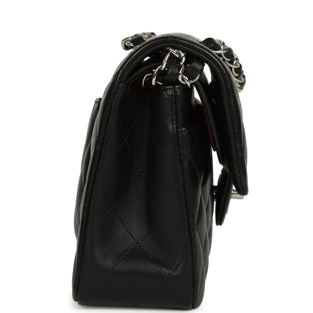 Pre-owned Chanel Small Classic Double Flap Bag Black Lambskin Silver Hardware
