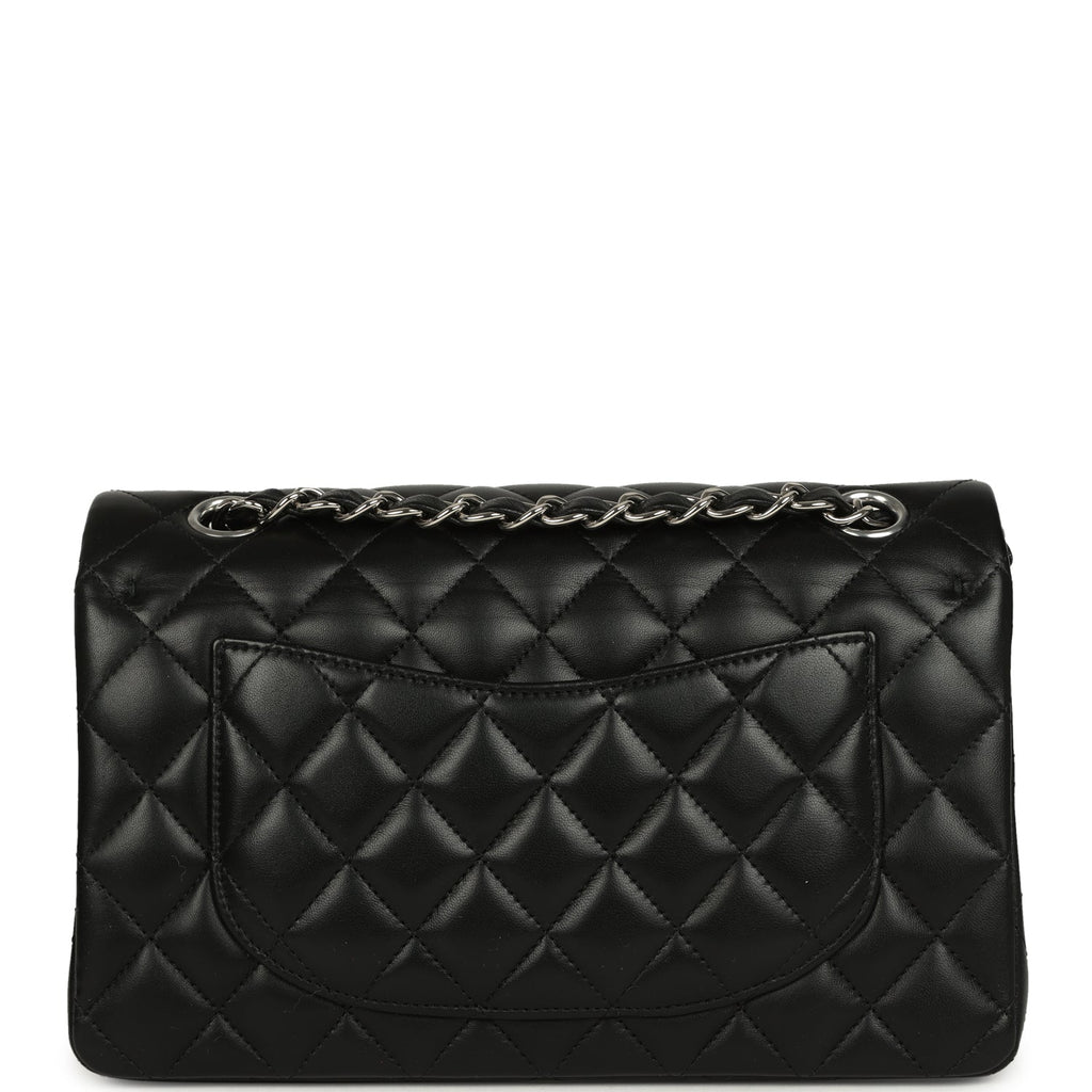 Pre-owned Chanel Small Classic Double Flap Bag Black Lambskin Silver Hardware