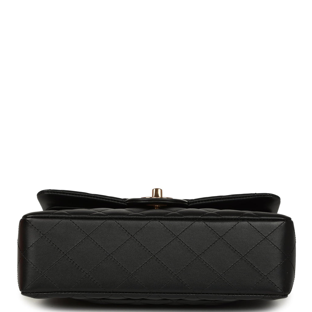Chanel Small Classic Double Flap Bag Black Lambskin Rose Gold Hardware
