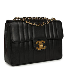 Load image into Gallery viewer, Vintage Chanel Jumbo Classic Mademoiselle Vertical Flap Black Caviar Gold Hardware