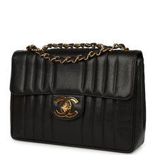 Load image into Gallery viewer, Vintage Chanel Jumbo Classic Mademoiselle Vertical Flap Black Caviar Gold Hardware
