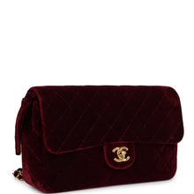 Load image into Gallery viewer, Vintage Chanel Medium Classic Flap Backpack Burgundy Velvet Gold Hardware