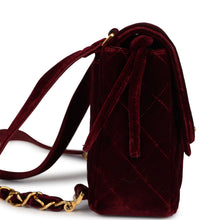 Load image into Gallery viewer, Vintage Chanel Medium Classic Flap Backpack Burgundy Velvet Gold Hardware