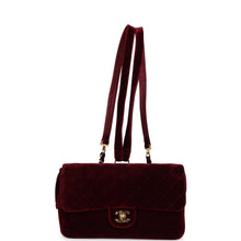 Load image into Gallery viewer, Vintage Chanel Medium Classic Flap Backpack Burgundy Velvet Gold Hardware