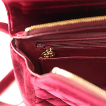 Load image into Gallery viewer, Vintage Chanel Medium Classic Flap Backpack Burgundy Velvet Gold Hardware