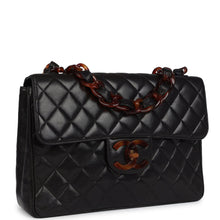 Load image into Gallery viewer, Vintage Chanel Jumbo Classic Single Flap Bag Black Lambskin Tortoiseshell Bakelite Hardware