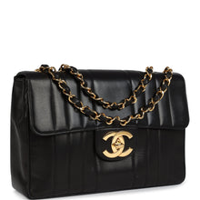 Load image into Gallery viewer, Vintage Chanel Jumbo Classic Mademoiselle Vertical Flap Black Lambskin Gold Hardware