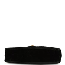 Load image into Gallery viewer, Vintage Chanel XL Classic Chevron Single Flap Bag Black Velvet Gold Hardware