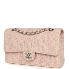 Load image into Gallery viewer, Vintage Chanel Medium Classic Double Flap Bag Light Pink and White Tweed Silver Hardware