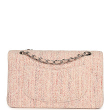 Load image into Gallery viewer, Vintage Chanel Medium Classic Double Flap Bag Light Pink and White Tweed Silver Hardware