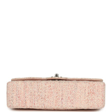 Load image into Gallery viewer, Vintage Chanel Medium Classic Double Flap Bag Light Pink and White Tweed Silver Hardware