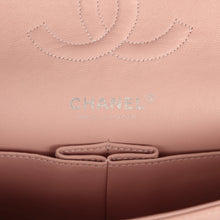 Load image into Gallery viewer, Vintage Chanel Medium Classic Double Flap Bag Light Pink and White Tweed Silver Hardware