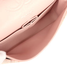 Load image into Gallery viewer, Vintage Chanel Medium Classic Double Flap Bag Light Pink and White Tweed Silver Hardware