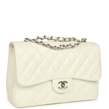 Load image into Gallery viewer, Vintage Chanel Classic Jumbo Single Flap Bag White Caviar Silver Hardware