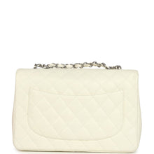 Load image into Gallery viewer, Vintage Chanel Classic Jumbo Single Flap Bag White Caviar Silver Hardware