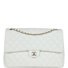 Load image into Gallery viewer, Chanel XXL Classic Single Flap Bag White Shiny Caviar Light Gold Hardware