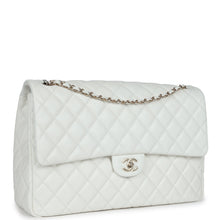 Load image into Gallery viewer, Chanel XXL Classic Single Flap Bag White Shiny Caviar Light Gold Hardware