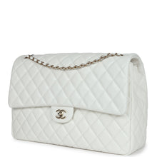 Load image into Gallery viewer, Chanel XXL Classic Single Flap Bag White Shiny Caviar Light Gold Hardware