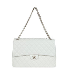 Load image into Gallery viewer, Chanel XXL Classic Single Flap Bag White Shiny Caviar Light Gold Hardware