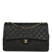 Load image into Gallery viewer, Chanel XXL Classic Single Travel Flap Bag Black Shiny Aged Calfskin Brushed Gold Hardware