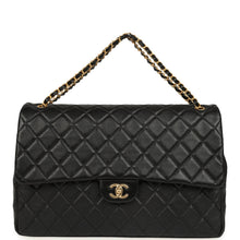 Load image into Gallery viewer, Chanel XXL Classic Single Travel Flap Bag Black Shiny Aged Calfskin Brushed Gold Hardware