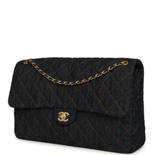Load image into Gallery viewer, Chanel XXL Classic Single Travel Flap Bag Dark Blue Denim Brushed Gold Hardware