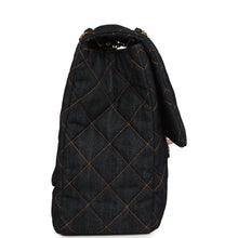 Load image into Gallery viewer, Chanel XXL Classic Single Travel Flap Bag Dark Blue Denim Brushed Gold Hardware