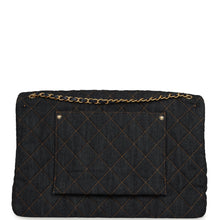 Load image into Gallery viewer, Chanel XXL Classic Single Travel Flap Bag Dark Blue Denim Brushed Gold Hardware