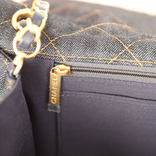 Load image into Gallery viewer, Chanel XXL Classic Single Travel Flap Bag Dark Blue Denim Brushed Gold Hardware
