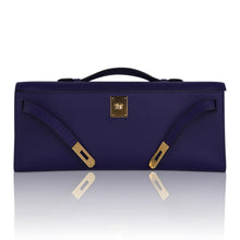 Load image into Gallery viewer, Kelly Cut Bag Blue Encre Swift with Gold Hardware