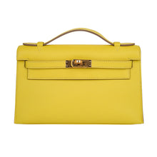 Load image into Gallery viewer, Kelly Pochette Bag Lime Clutch Gold Hardware Swift Leather