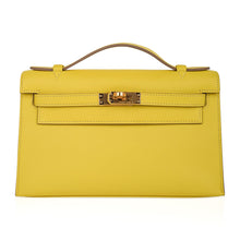 Load image into Gallery viewer, Kelly Pochette Bag Lime Clutch Gold Hardware Swift Leather