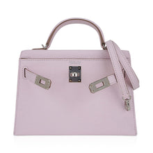 Load image into Gallery viewer, Mini Kelly 20 Bag Sellier Mauve Pale Chevre Leather with Palladium Hardware