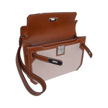 Load image into Gallery viewer, Kelly Depeches 25 Pouch Toile &amp; Fauve Barenia Trim with Palladium Hardware