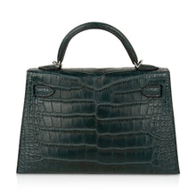 Load image into Gallery viewer, Kelly 20 Mini Sellier Bag Vert Cypress Matte Alligator Palladium