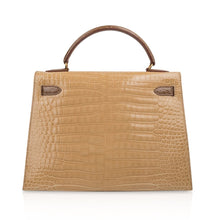 Load image into Gallery viewer, Limited Edition Tri-Color Kelly Sellier 32 Bag  Poussiere Poudre Ficelle Porosus Crocodile